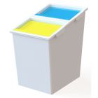 Plastový odpadkový koš dvě oddělení 30 l (víka žluté a modré)