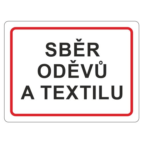 Samolepka sběr textilů a oděvů 120x160 mm