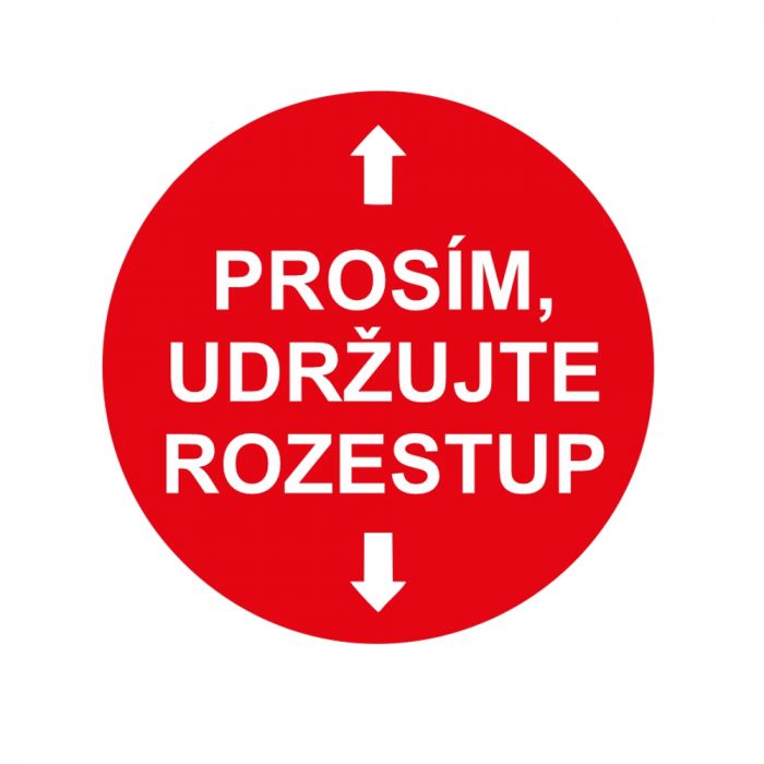 Prosím udržujte rozestup samolepka průměr 250 mm