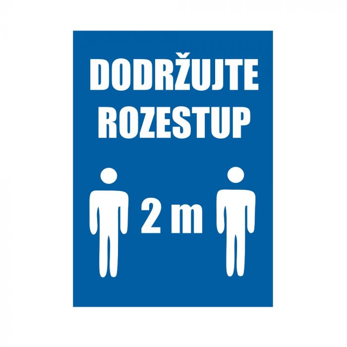 Samolepka dodržujte rozestup 2 m 210x297 mm