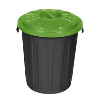 Plastový koš černý se zeleným víkem - 50 l