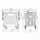Kontejner žárově zinkovaný kovový  1100l - plast (2x kulatý otvor)