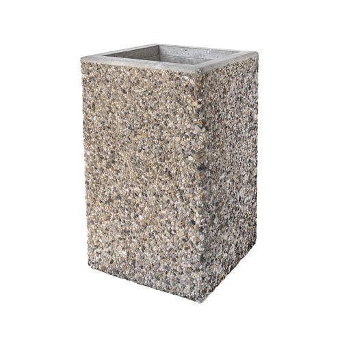 Betonový hranatý koš z vymývaného betonu