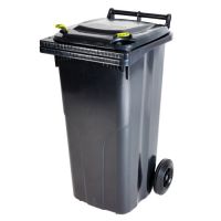 Plastová nádoba 120 l - černá, klipy žluté