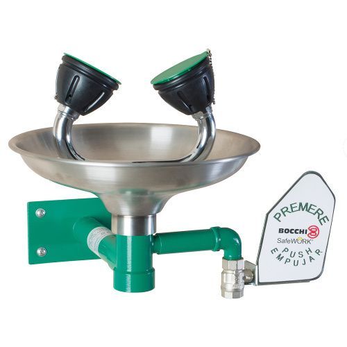 Nástěnná oční sprcha s ručním spouštěním - nerez, rozbalené