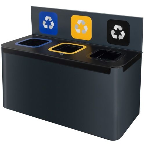 Nástěnný odpadkový koš na separaci 3 x 35 l