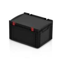 Plastová EURO přepravka 400x300x235 mm s víkem - černá 
