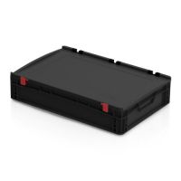 Plastová EURO přepravka 600x400x135 mm s víkem - černá