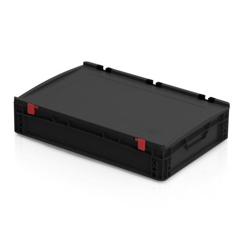 Plastová EURO přepravka 600x400x135 mm s víkem - černá