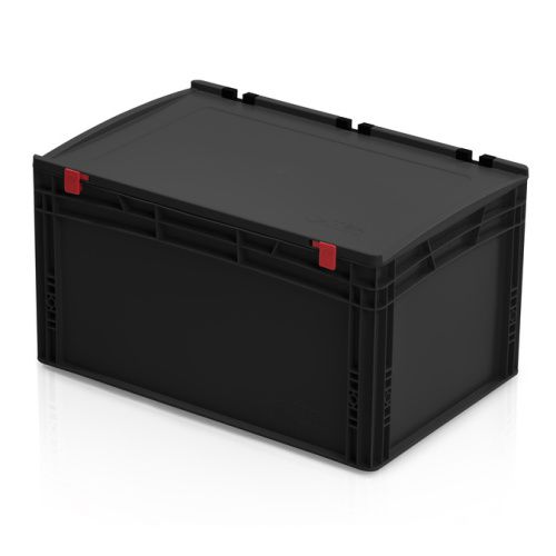 Plastová EURO přepravka s víkem – 600 x 400 x 335 mm (ESD)